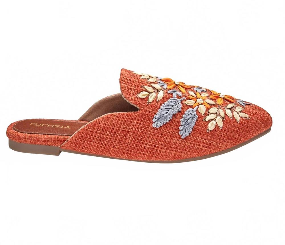 NEW FUCHSIA SHOES women's blossom bliss mules in orange